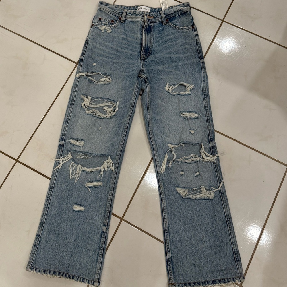 Zara Distressed Blue Jeans size 0
